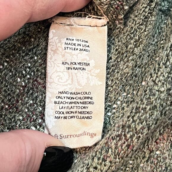 Soft Surroundings Sweater Womens Medium Green Plaid Boho Country Western Tunic - Picture 12 of 12